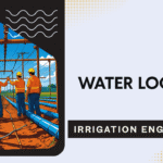 Agricultural field affected by water logging with standing water and poor crop growth