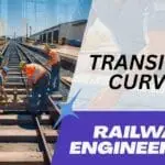 Diagram showing transition curve between straight track and circular curve in railway engineering