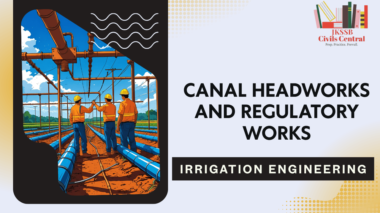 Canal headworks structure with gates controlling water flow from river into irrigation canal