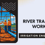 River training structures like embankments and spurs constructed along a river to control flow and prevent erosion