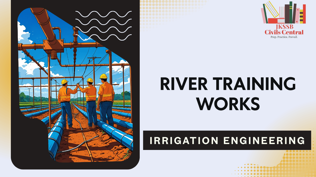 River training structures like embankments and spurs constructed along a river to control flow and prevent erosion