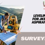Leveling in surveying process using dumpy level and staff on construction site