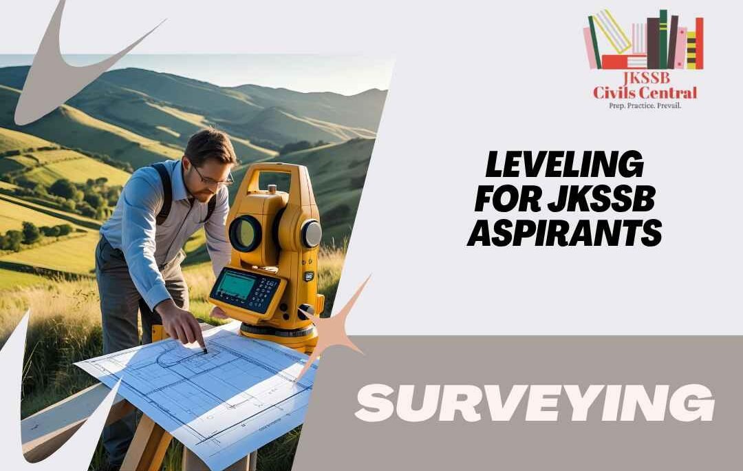 Leveling in surveying process using dumpy level and staff on construction site