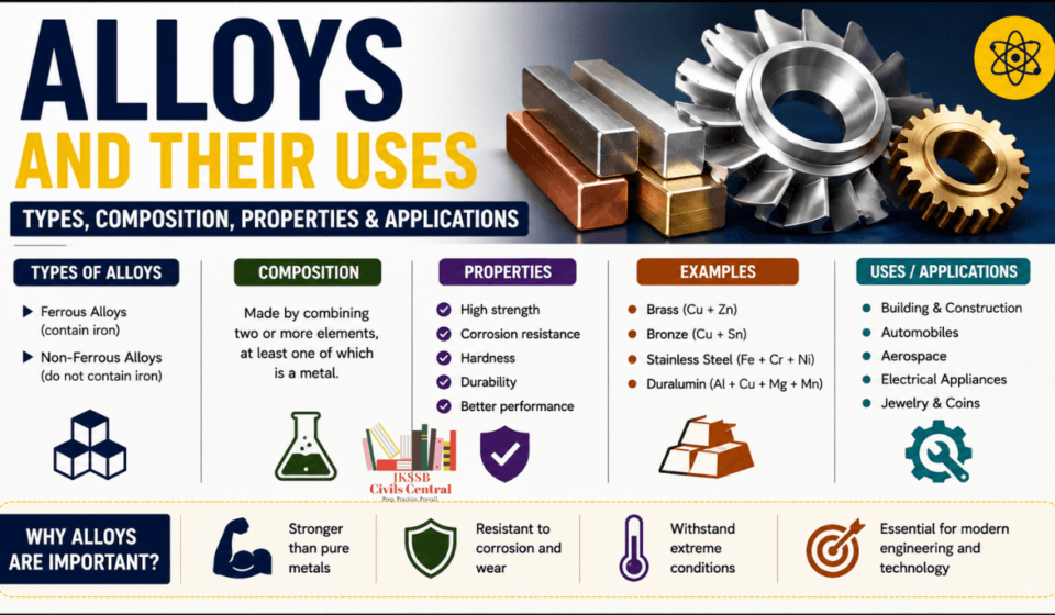 Alloys and Their Uses | Types, Composition, Properties & Applications for JKSSB, SSC & UPSC
