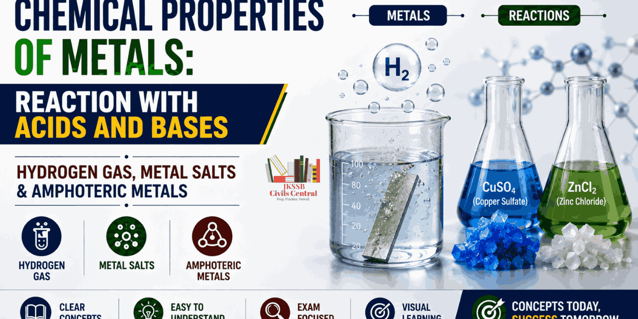 Chemical Properties of Metals: Reaction of metals with Acids and Bases | Hydrogen Gas, Metal Salts & Amphoteric Metals