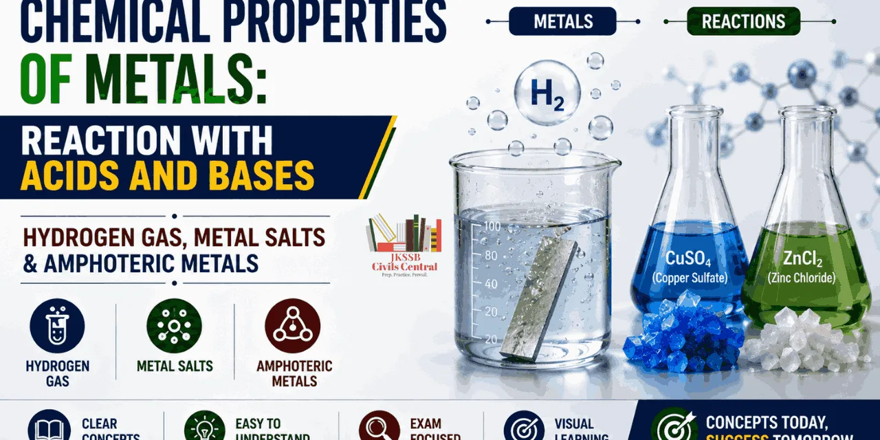 Chemical Properties of Metals: Reaction of metals with Acids and Bases | Hydrogen Gas, Metal Salts & Amphoteric Metals