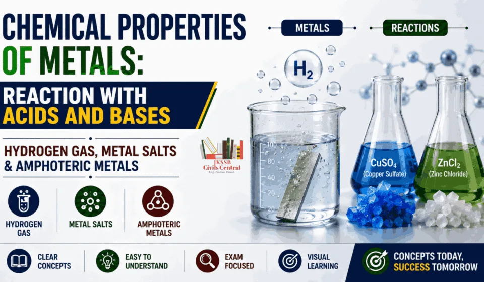 Chemical Properties of Metals: Reaction of metals with Acids and Bases | Hydrogen Gas, Metal Salts & Amphoteric Metals Chemical Properties of Metals: Reaction of metals with Acids and Bases | Hydrogen Gas, Metal Salts & Amphoteric Metals