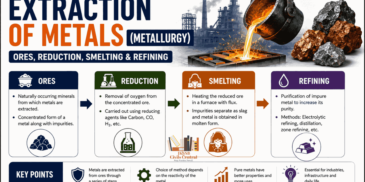 Extraction of Metals (Metallurgy) | Ores, Reduction, Smelting & Refining