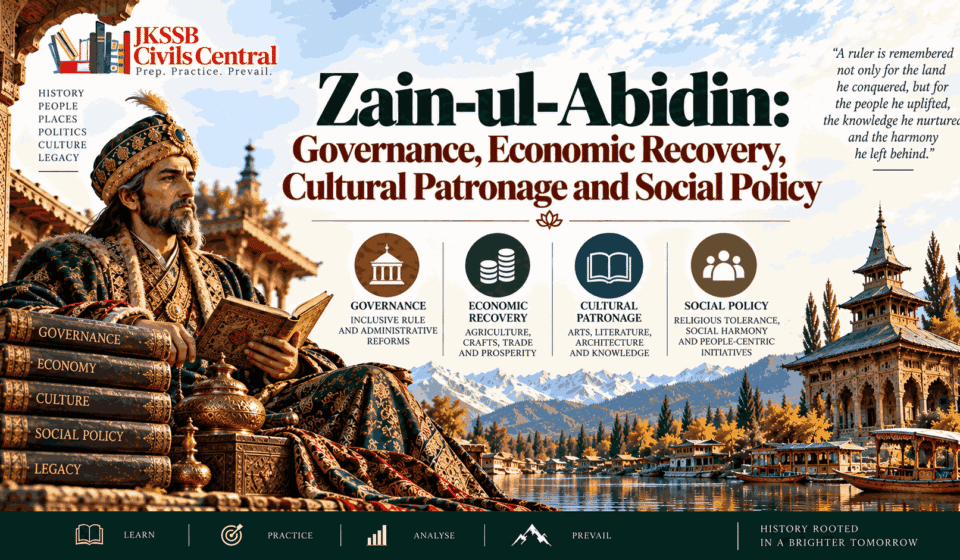 Zain-ul-Abidin Governance, Economic Recovery, Cultural Patronage and Social Policy